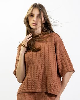 Maglia Over Ajour in Cotone Bio Donna