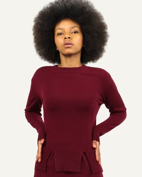 Maglia Doppio Spacco Donna in Pura Lana Merino Ultrafine