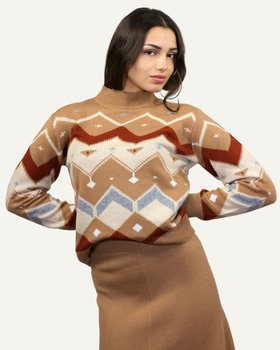 Maglia Over Jacquard Donna in Pura Lana Merino Ultrafine