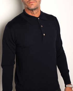 Polo Uomo in Pura Lana Merino Maniche Lunghe