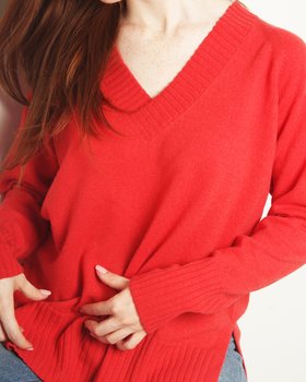 Maglia Scollo a V profondo in Puro Cashmere