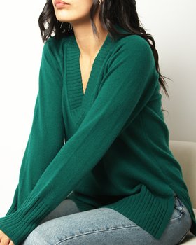 Maglia Scollo a V profondo in Puro Cashmere