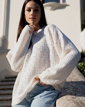Maglia Ajour Donna in Pura Lana Merinos Ultrafine