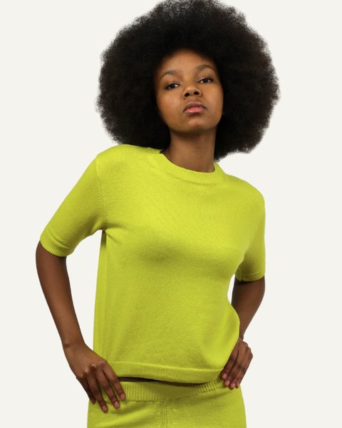 Maglia mezza manica donna pura lana merino ultrafine