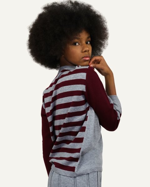 Maglia rigata donna in pura lana merino ultrafine