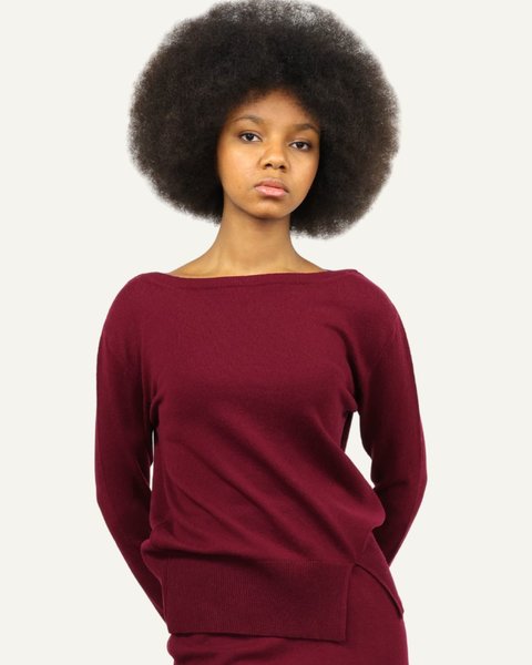 Maglia con spacco donna in pura lana merino ultrafine