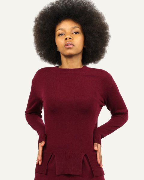 Maglia doppio spacco donna in pura lana merino ultrafine