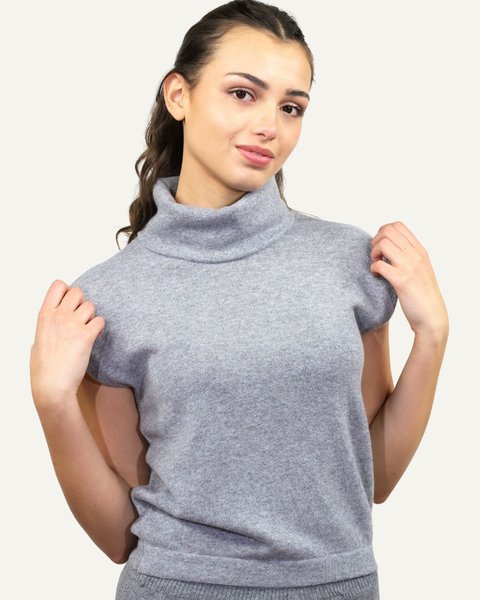Dolcevita donna in cashmere senza maniche