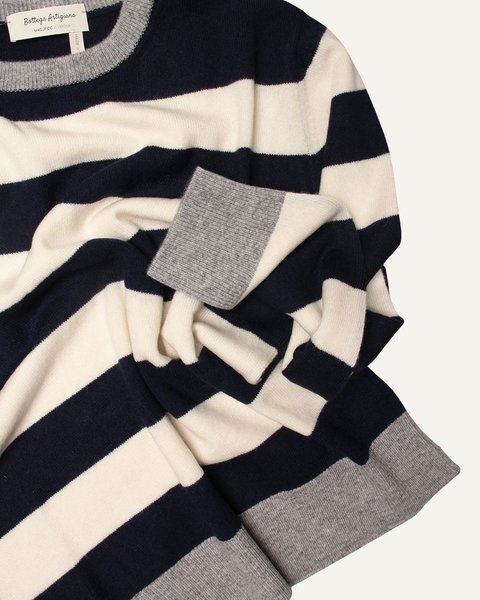 Maglia donna in cashmere rigata
