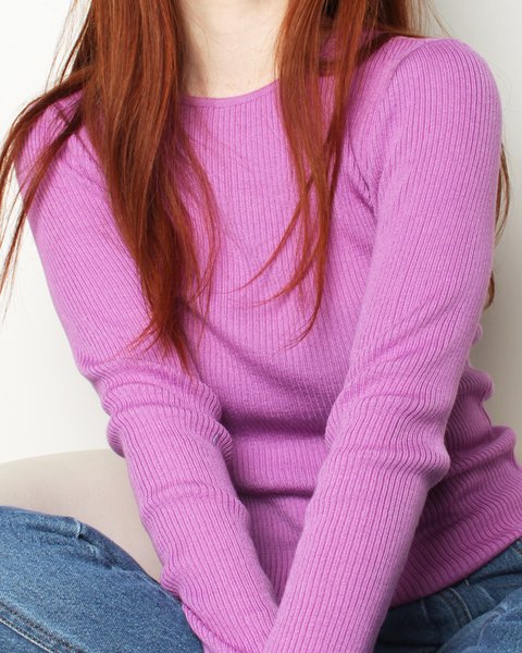 Maglia girocollo in lana e seta