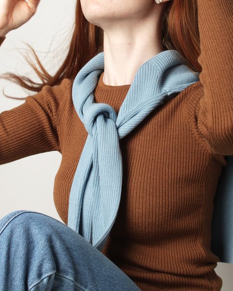 Maglia girocollo in lana e seta