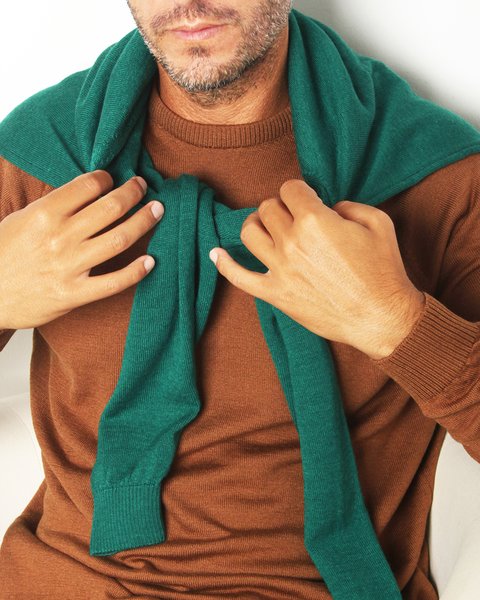 Maglia girocollo in lana e seta