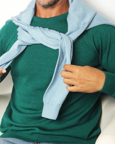 Maglia girocollo in lana e seta