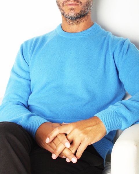 Maglia girocollo in puro cashmere