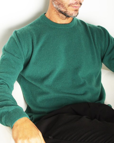 Maglia girocollo in puro cashmere