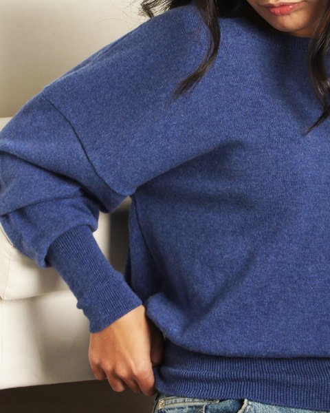 Maglia manica pipistrello in puro cashmere