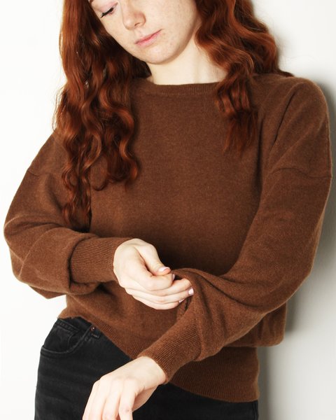 Maglia manica pipistrello in puro cashmere