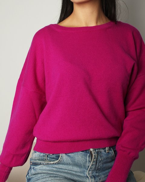Maglia manica pipistrello in puro cashmere