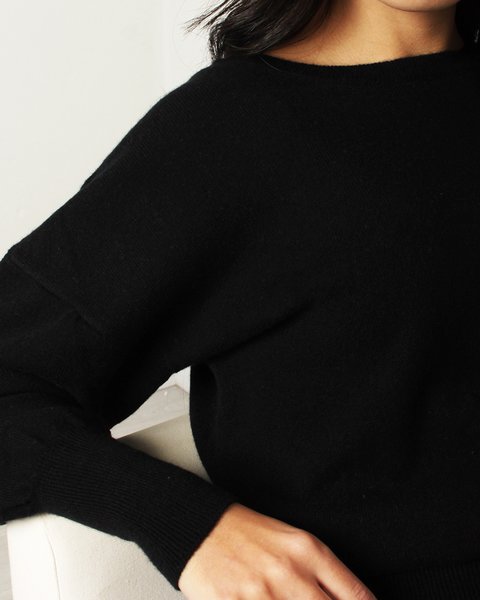 Maglia manica pipistrello in puro cashmere