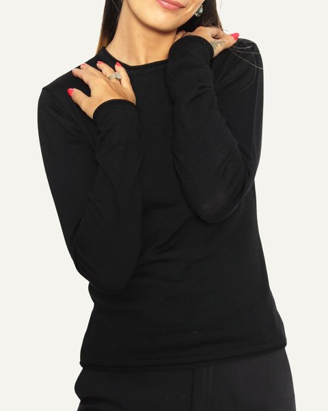 Girocollo basico pura lana donna