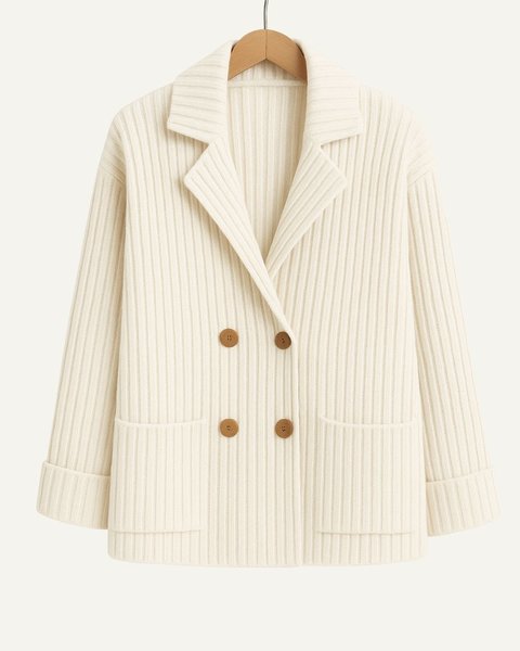 Giacca doppiopetto coste donna in pura lana merino