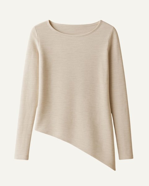 Maglia asimmetrica donna in puro cotone e puro lino