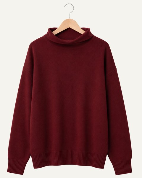 Maglia collo a camino donna in pura lana merinos ultrafine