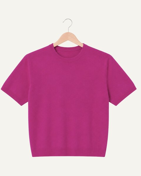 Maglia manica corta donna in pura lana merinos ultrafine