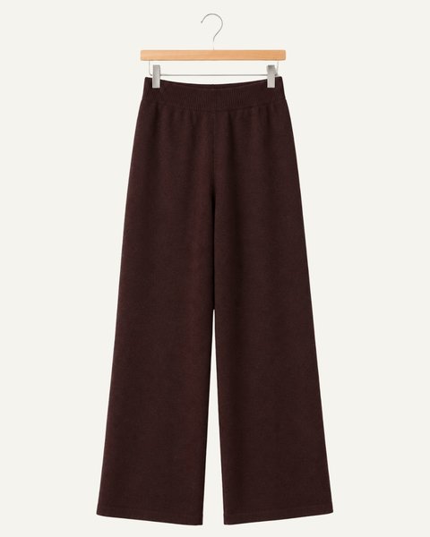 Pantaloni donna a gamba ampia in pura lana merinos ultrafine