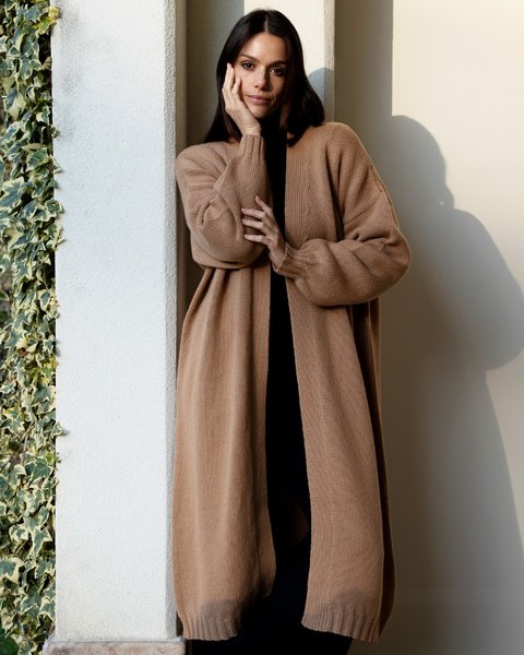 Cappotto lungo donna in pura lana merinos ultrafine