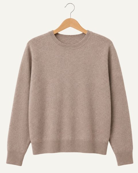 Maglia girocollo donna in lana merinos e cashmere